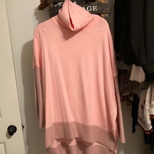 Turtle neck soft pink tunic length sweater,never worn